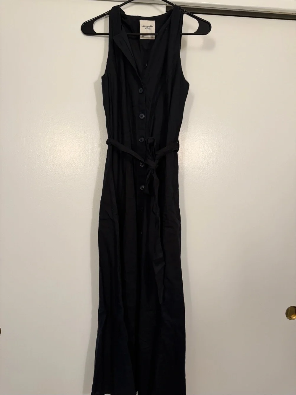 Abercrombie & Fitch black linen button down maxi dress